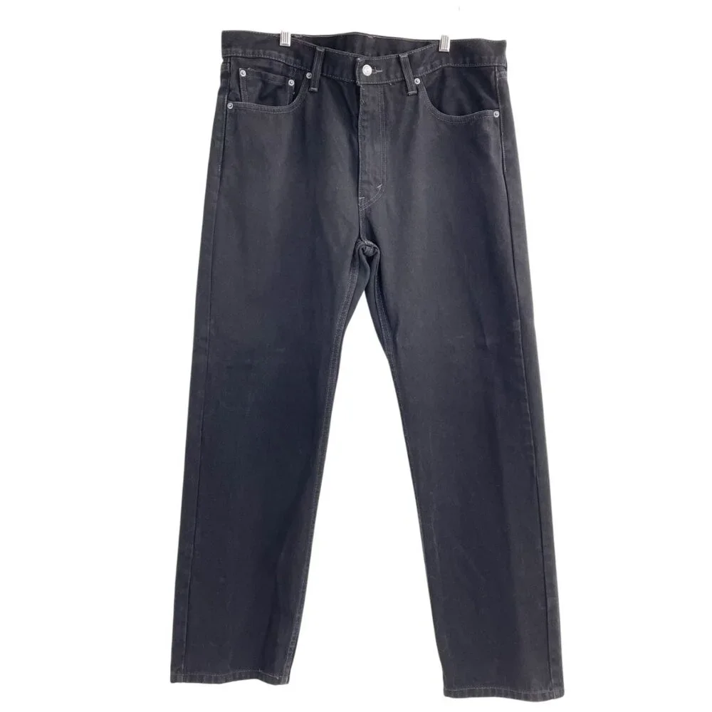 Levi's 505 Black Straight Jeans Mens Size 38x30 Grunge Punk Casual Cotton Denim